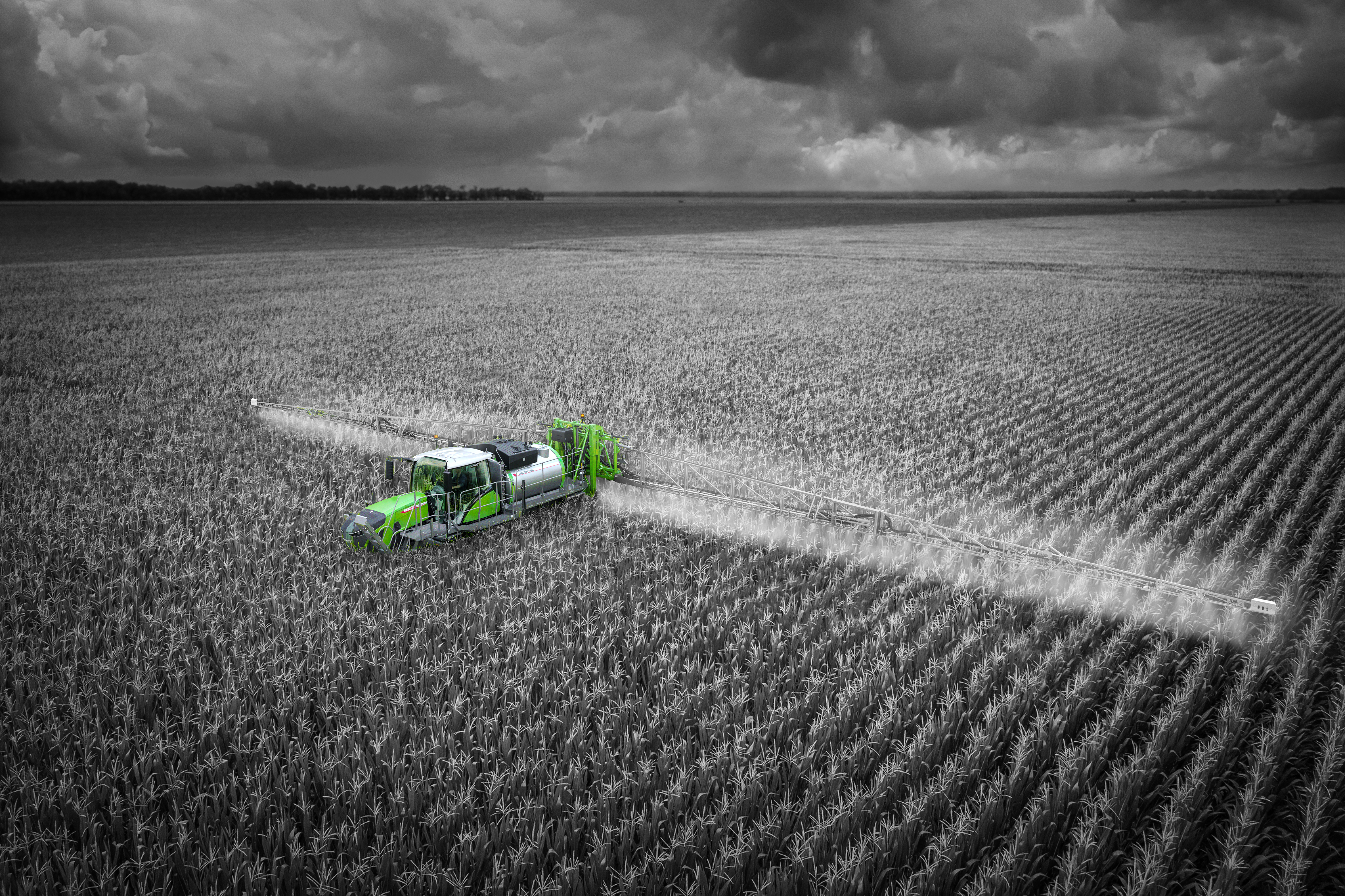Applicator in action in corn field