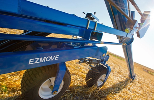 EZMOVE-equipped Brandt auger for enhanced maneuverability and reduced setup time in field operations.