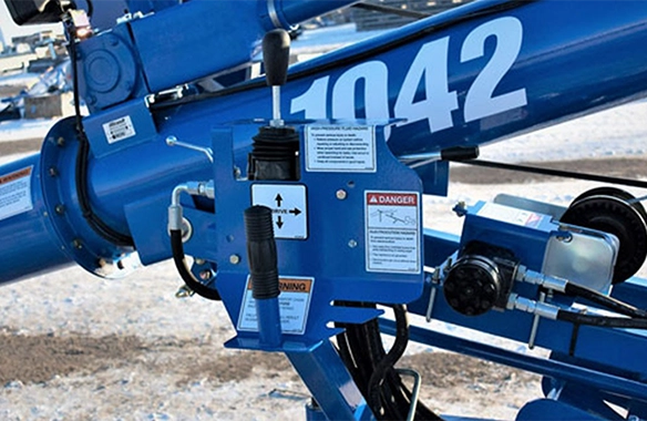 Brandt EZMover control panel attached to a high-capacity auger, providing smooth maneuverability.