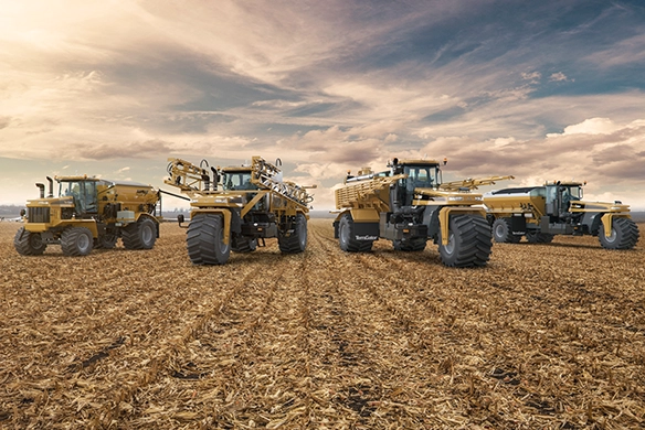 Full lineup of TerraGator C-Series floaters—including liquid, dry, and air boom applicators—built for high-efficiency nutrient application across large-acreage farming.