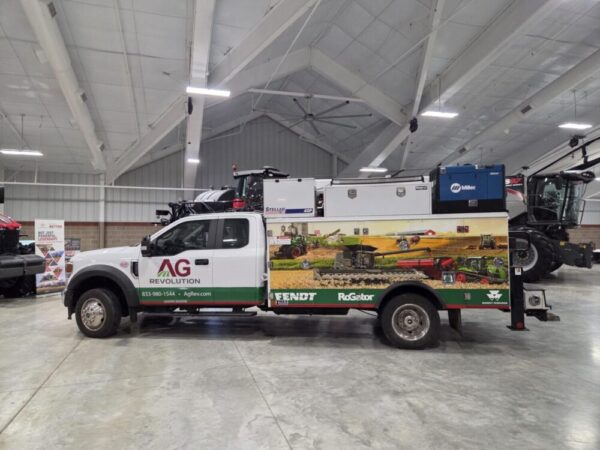 Ag service truck in a warehouse